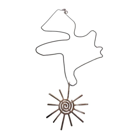 Spiral sun pendant necklace sterling silver - Picture 1 of 7
